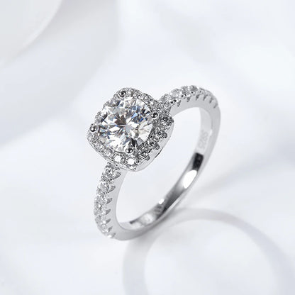 The Anastasia Round Cut Halo Pave Moissanite Wedding Set - Solstice