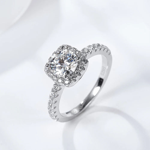 The Anastasia Round Cut Halo Pave Moissanite Wedding Set