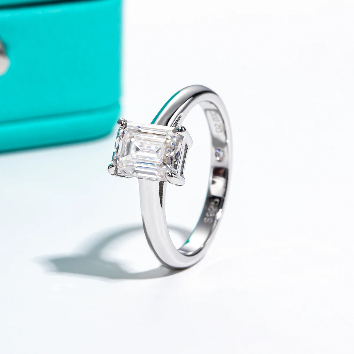 The Margaret Emerald Cut Hidden Stone Moissanite Ring - Solstice