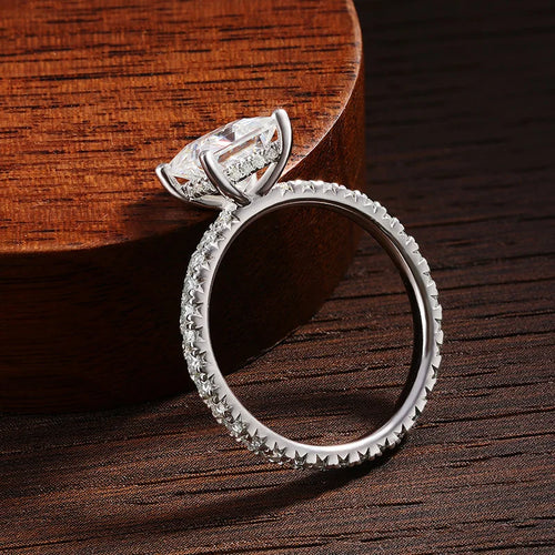 The Caroline Princess Cut Pave Moissanite Wedding Set