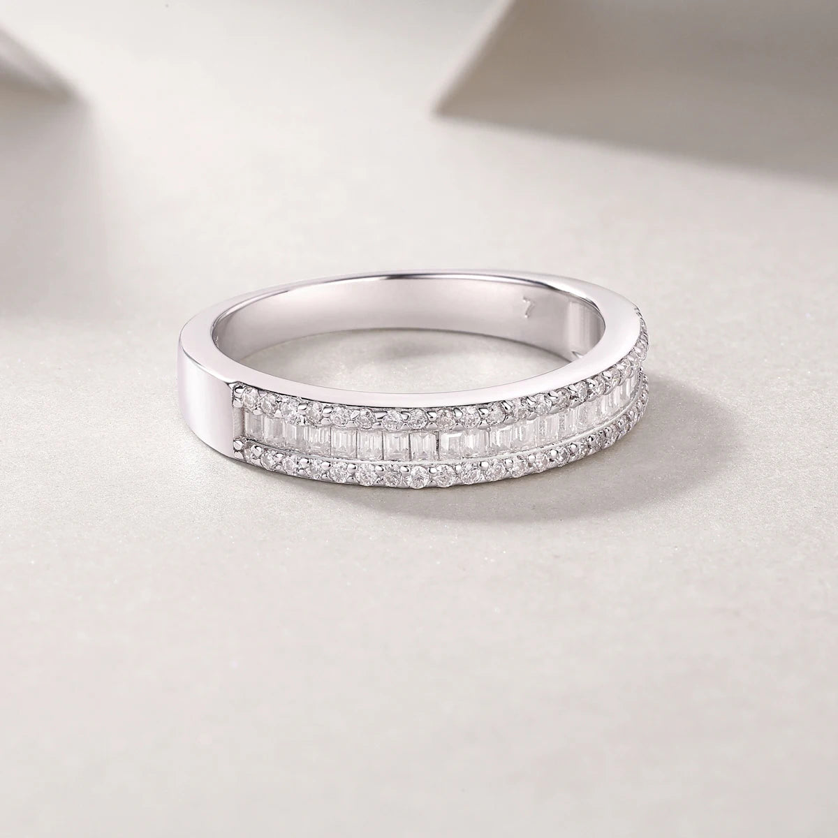 The Alexandra Emerald Cut Moissanite Half Eternity Band - Solstice