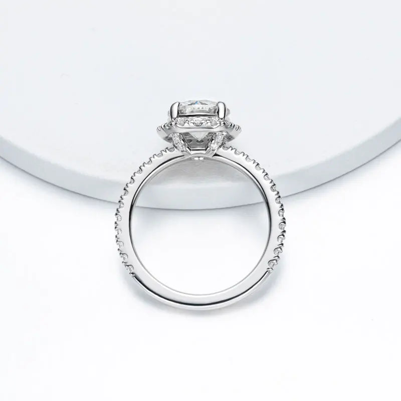The Elizabeth Round Cut Halo Pave Moissanite Ring - Solstice