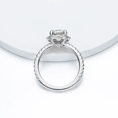 The Elizabeth Round Cut Halo Pave Moissanite Ring - Solstice