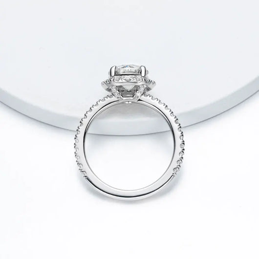 The Elizabeth Round Cut Halo Pave Moissanite Ring - Solstice