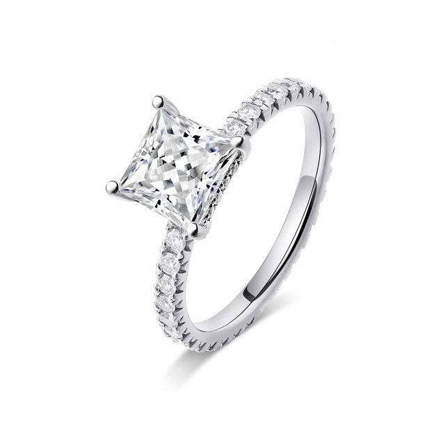 The Caroline Princess Cut Pave Moissanite Wedding Set - Solstice