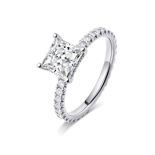 The Caroline Princess Cut Pave Moissanite Wedding Set