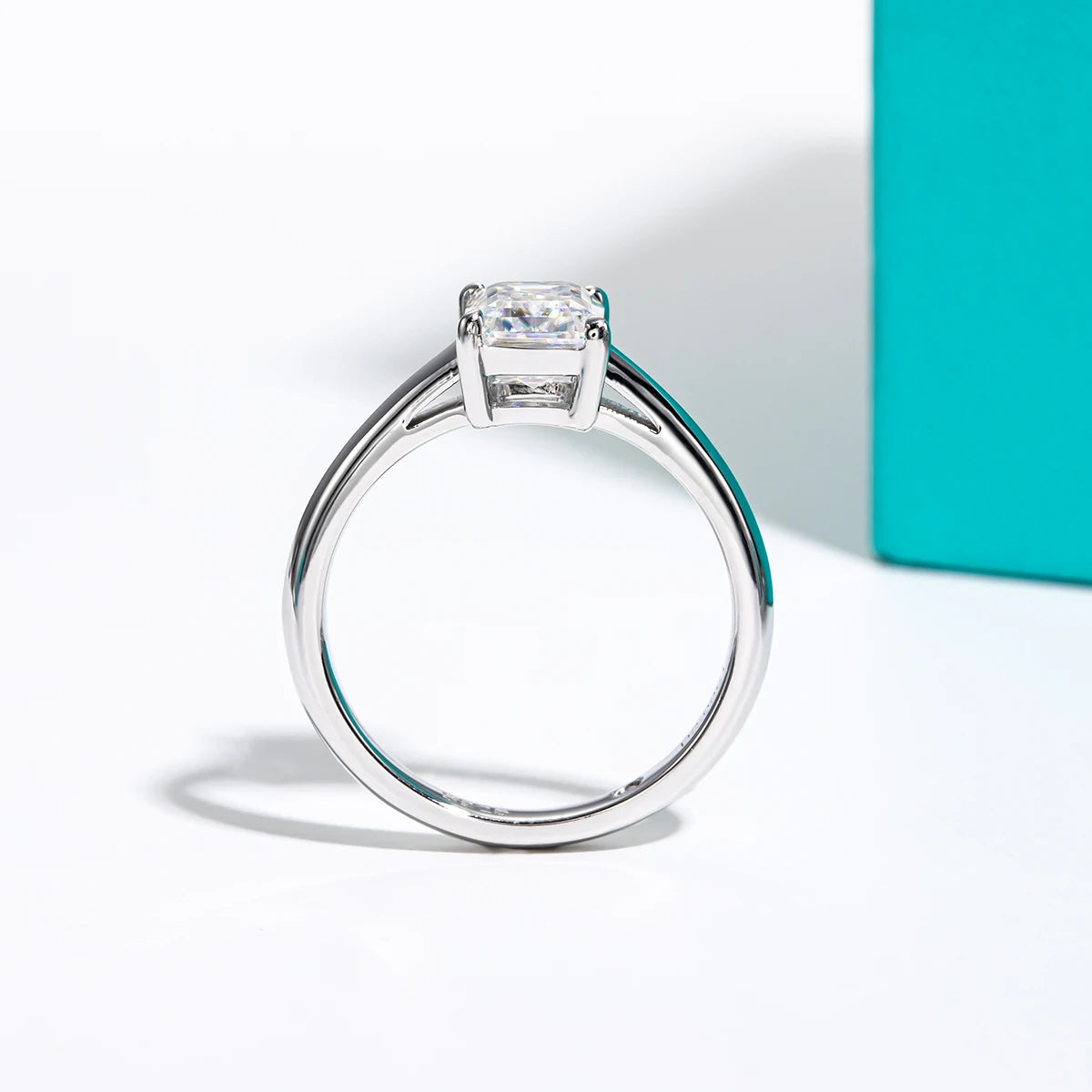 The Margaret Emerald Cut Hidden Stone Moissanite Ring - Solstice