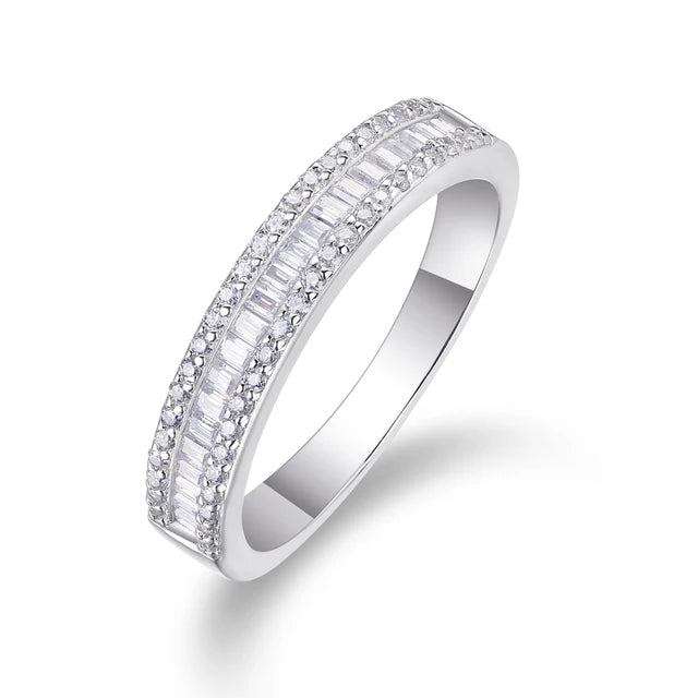 The Alexandra Emerald Cut Moissanite Half Eternity Band - Solstice
