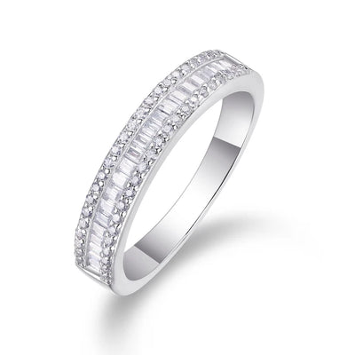 The Alexandra Emerald Cut Moissanite Half Eternity Band - Solstice