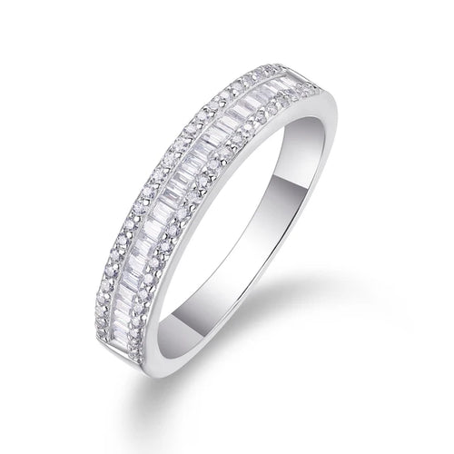 The Alexandra Emerald Cut Moissanite Half Eternity Band