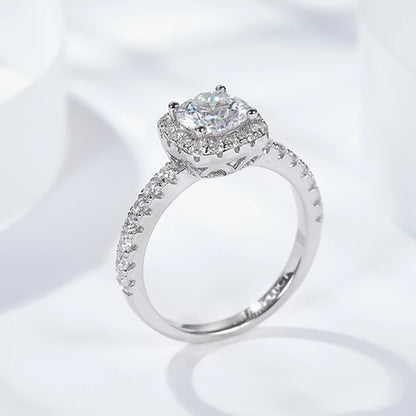 The Anastasia Round Cut Halo Pave Moissanite Wedding Set - Solstice