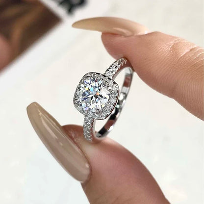 The Amelie Cushion Cut Halo Pave Moissanite Ring - Solstice