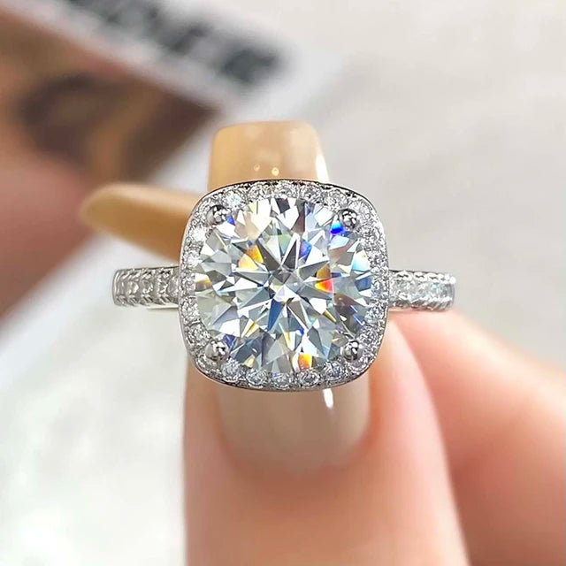 The Amelie Cushion Cut Halo Pave Moissanite Ring - Solstice