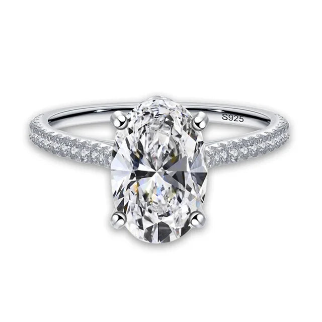 The Katherine Oval Cut Pave Moissanite Solitaire Ring