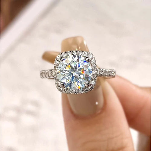 The Amelie Cushion Cut Halo Pave Moissanite Ring