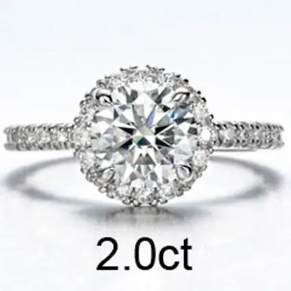 The Elizabeth Round Cut Halo Pave Moissanite Ring - Solstice