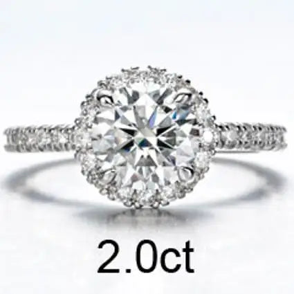 The Elizabeth Round Cut Halo Pave Moissanite Ring