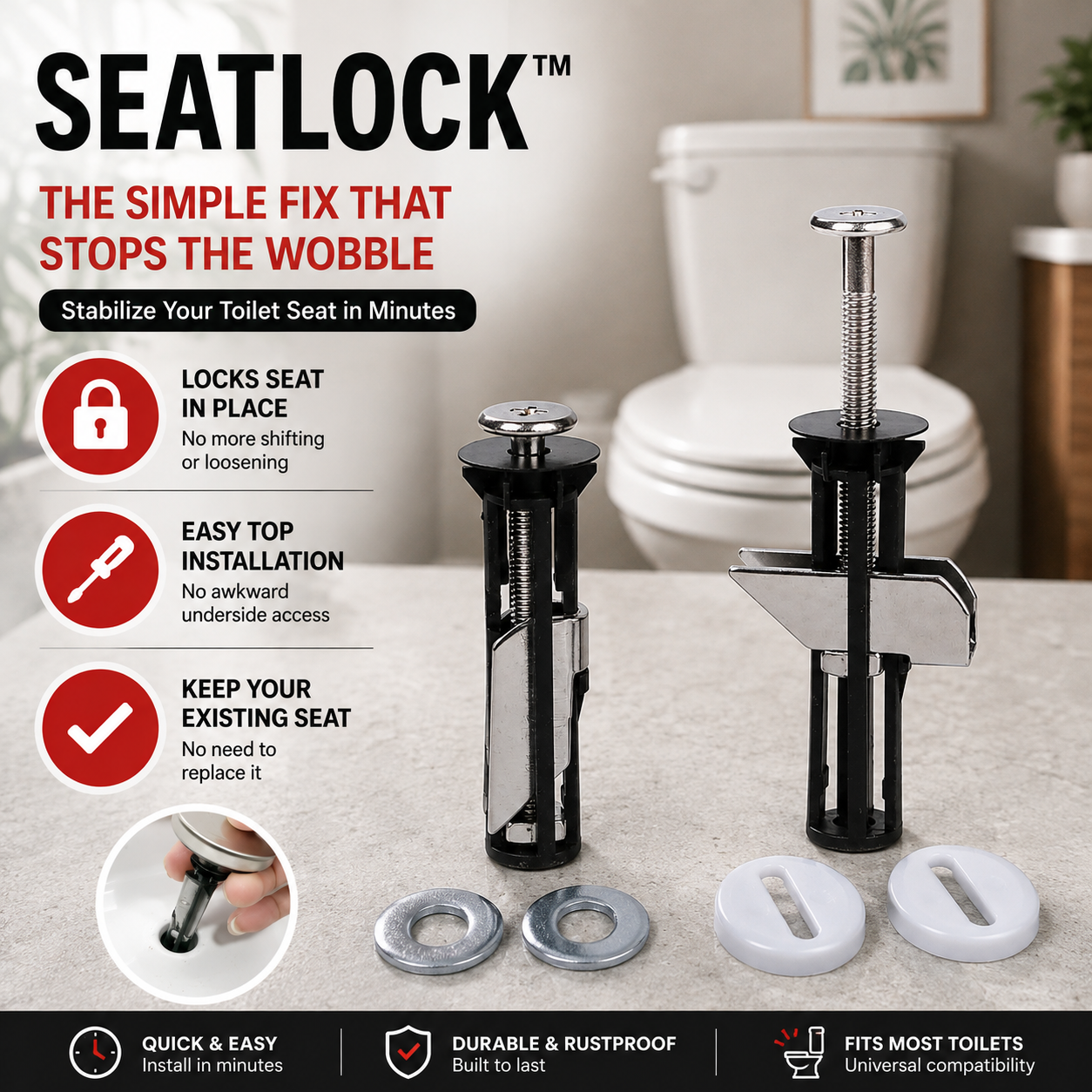 SeatLock™ Universal Toilet Seat Fixing Kit