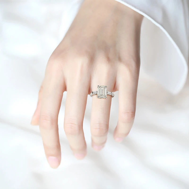 The Elodie Emerald Cut Moissanite Ring - Solstice