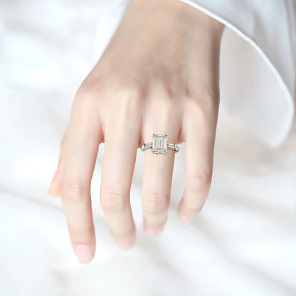 The Elodie Emerald Cut Moissanite Ring - Solstice