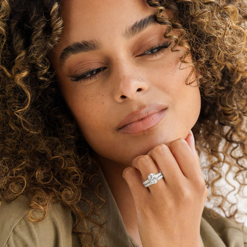 The Katherine | Oval Cut Pave Moissanite Solitaire Engagement Ring