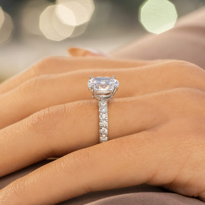 The Katherine | Oval Cut Pave Moissanite Solitaire Engagement Ring - Solstice