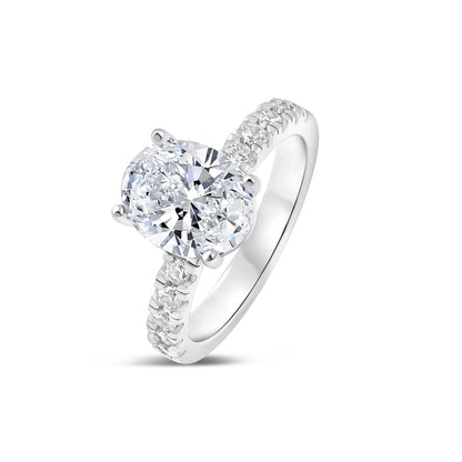 The Katherine | Oval Cut Pave Moissanite Solitaire Engagement Ring