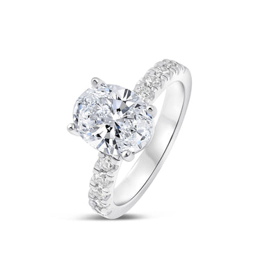 The Katherine | Oval Cut Pave Moissanite Solitaire Engagement Ring - Solstice