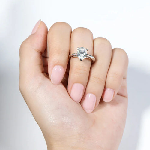 The Alice Pear Cut Solitaire Moissanite Ring