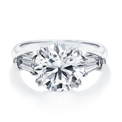 The Grace Round Cut Side Stone Moissanite Ring - Solstice