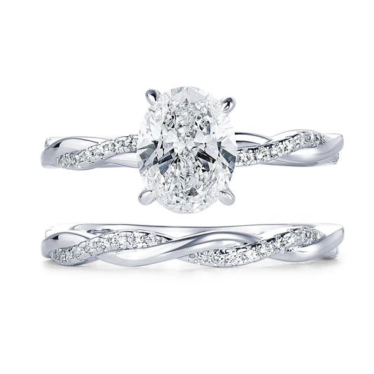 The Isabella Oval Cut Pave Moissanite Ring Set