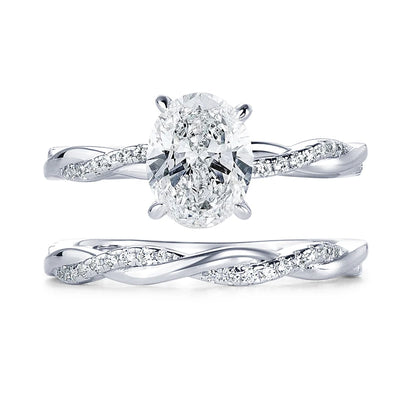 The Isabella Oval Cut Pave Moissanite Ring Set - Solstice