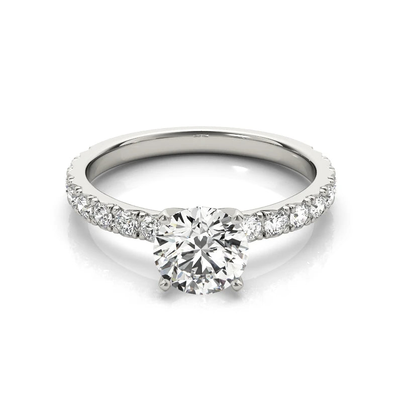 The Audrey Round Cut Solitaire Pave Moissanite Ring - Solstice