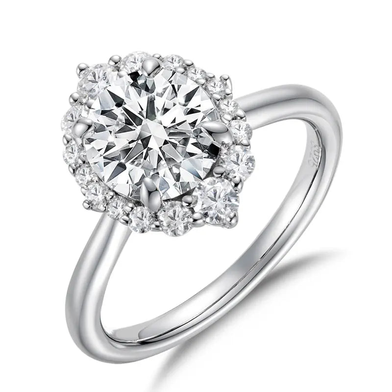 The Juliette Round Cut Halo Moissanite Ring - Solstice