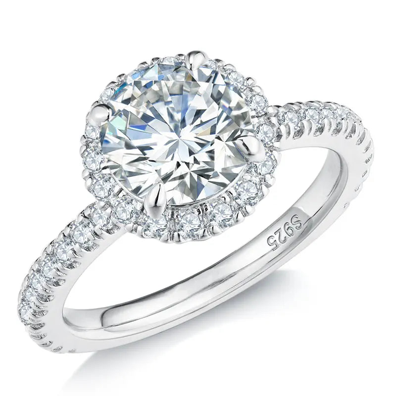 The Elizabeth Round Cut Halo Pave Moissanite Ring - Solstice