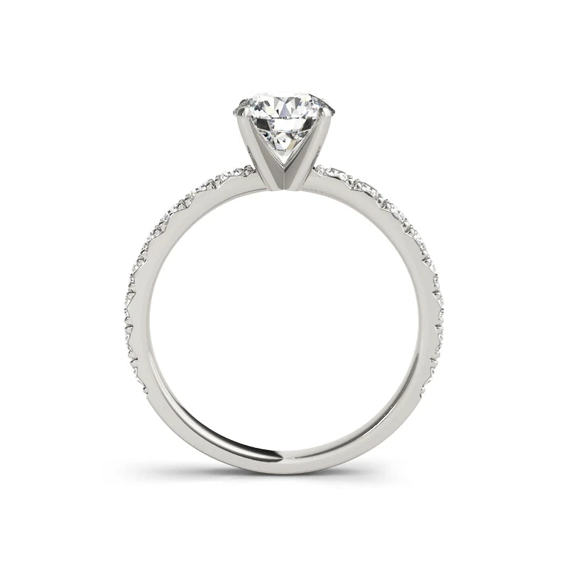 The Audrey Round Cut Solitaire Pave Moissanite Ring - Solstice