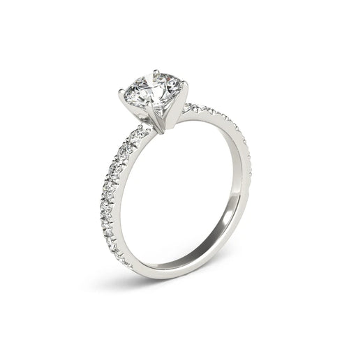 The Audrey Round Cut Solitaire Pave Moissanite Ring