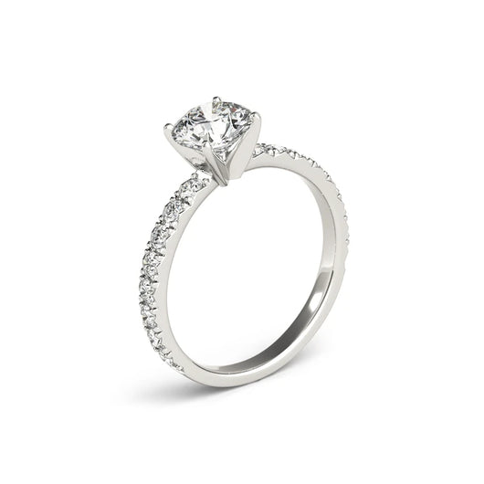 The Audrey Round Cut Solitaire Pave Moissanite Ring - Solstice