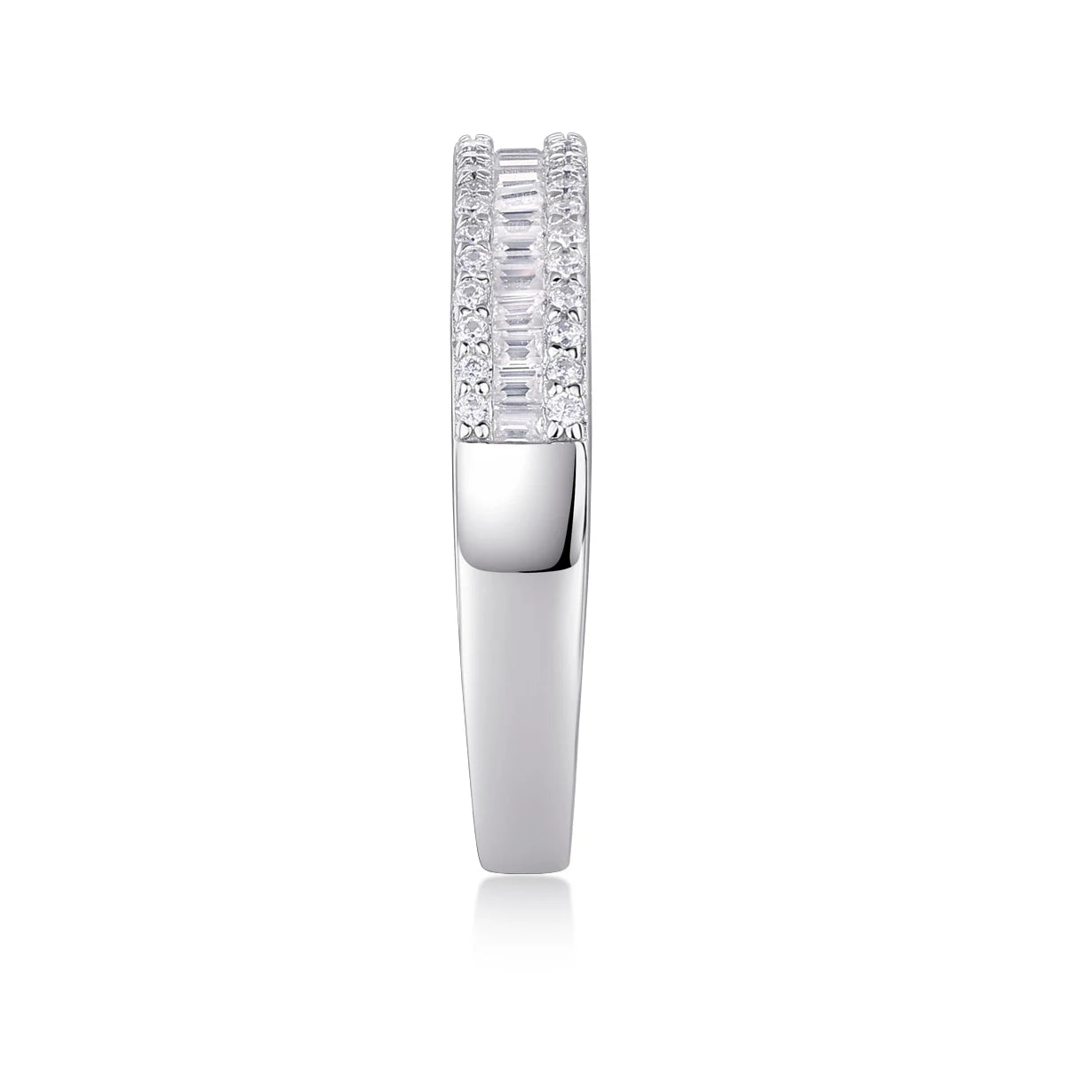 The Alexandra Emerald Cut Moissanite Half Eternity Band - Solstice