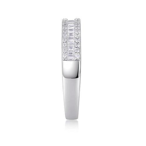 The Alexandra Emerald Cut Moissanite Half Eternity Band