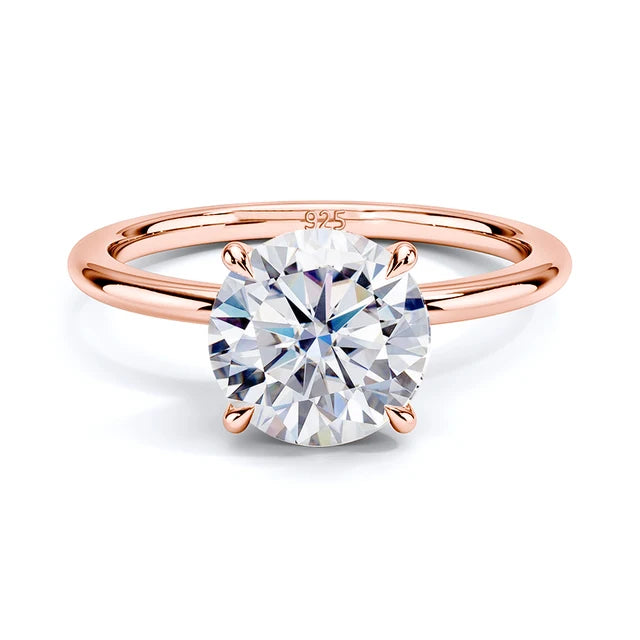 #b76e79; rose gold moissanite engagement ring on hand – The Diana