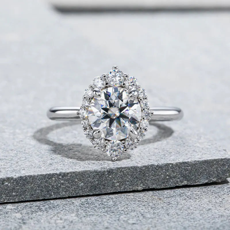 The Juliette Round Cut Halo Moissanite Ring - Solstice