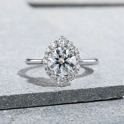 The Juliette Round Cut Halo Moissanite Ring - Solstice