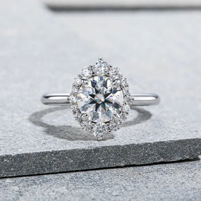 The Juliette Round Cut Halo Moissanite Ring - Solstice
