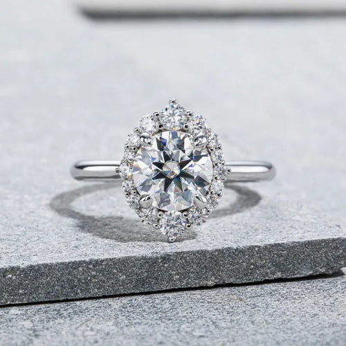 The Juliette Round Cut Halo Moissanite Ring