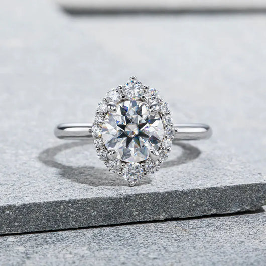The Juliette Round Cut Halo Moissanite Ring - Solstice