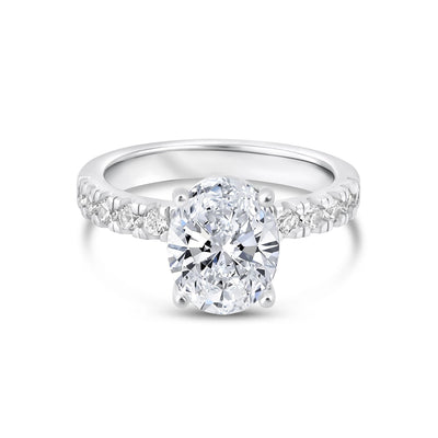 The Katherine | Oval Cut Pave Moissanite Solitaire Engagement Ring - Solstice