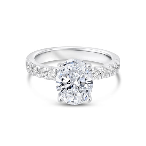 The Katherine | Oval Cut Pave Moissanite Solitaire Engagement Ring